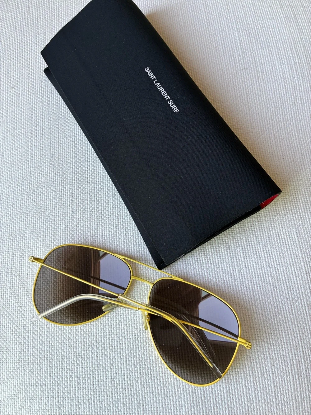 *NIB* Saint Laurent Surf 🕶️ Unisex Aviator Sunglasses Gold Yellow Frame 🏄